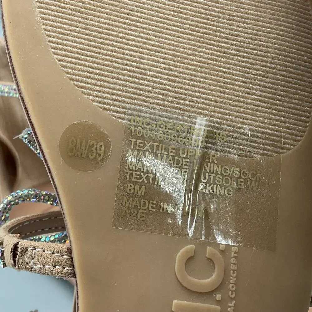 NEW I.N.C. Women’s Gertrudis Bow Flat Sandals Beige Size 8M